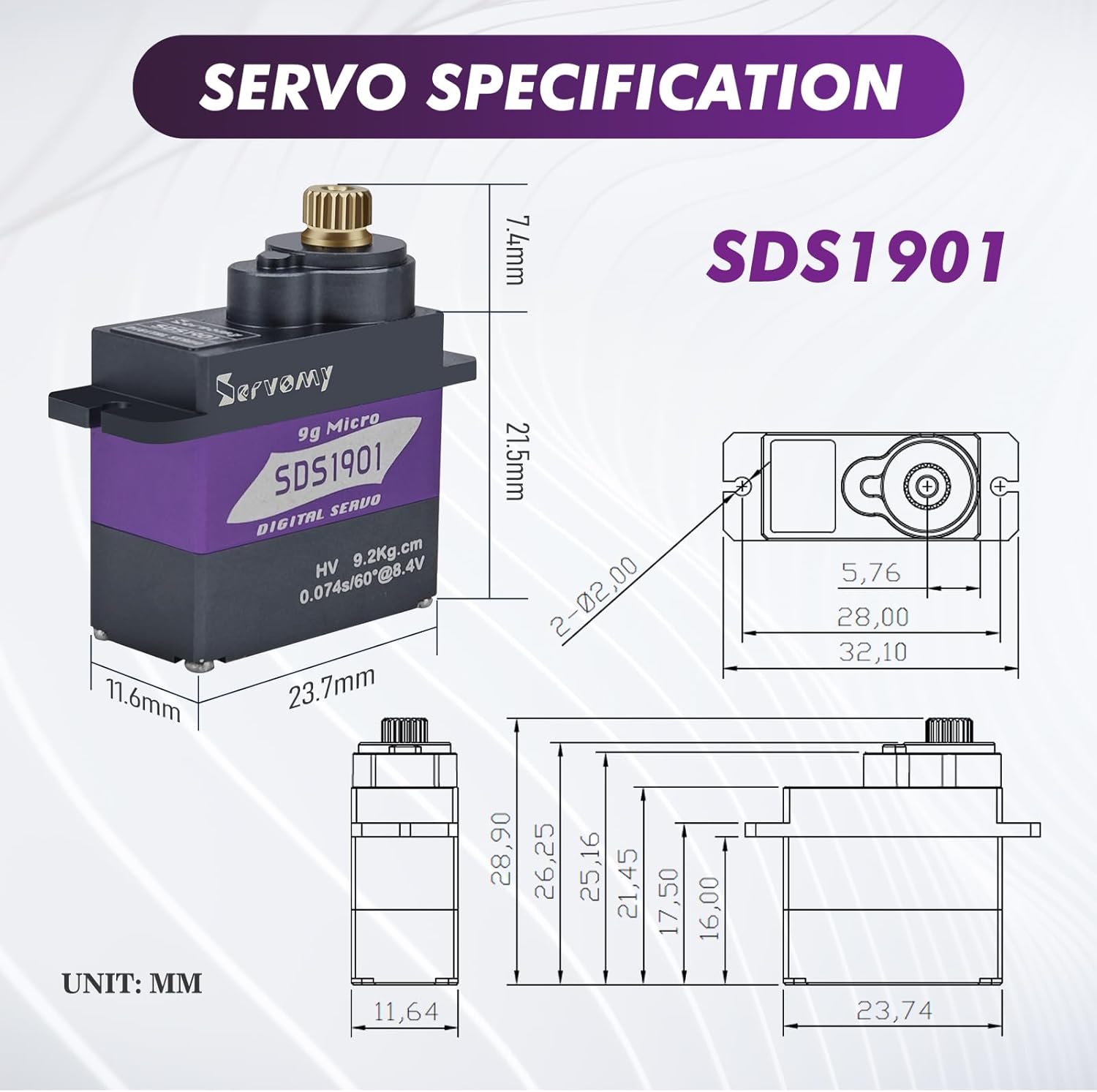 SERVOMY-SDS1901 Digital 9G Mic - Drone And Car reseña y precio