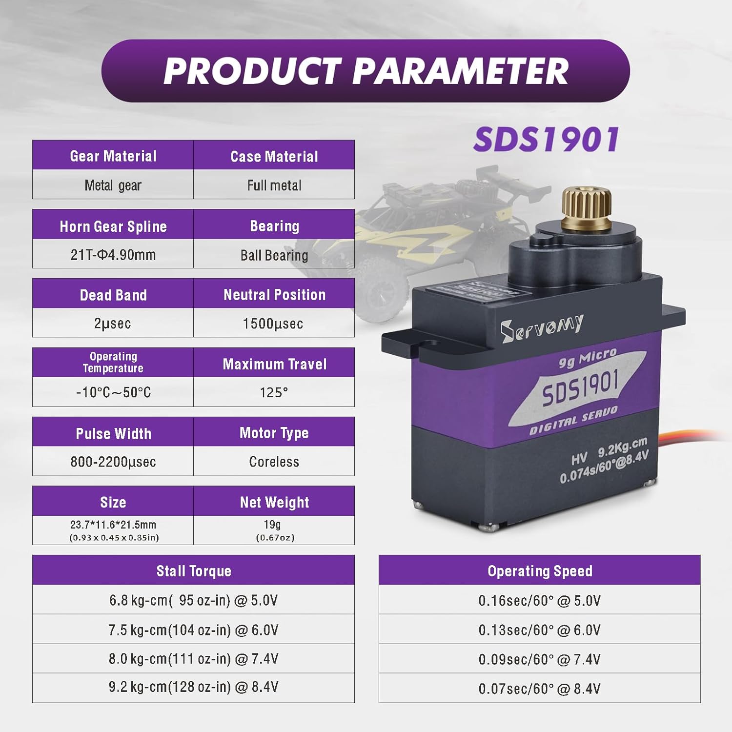 SERVOMY-SDS1901 Digital 9G Mic - Drone And Car reseña y precio